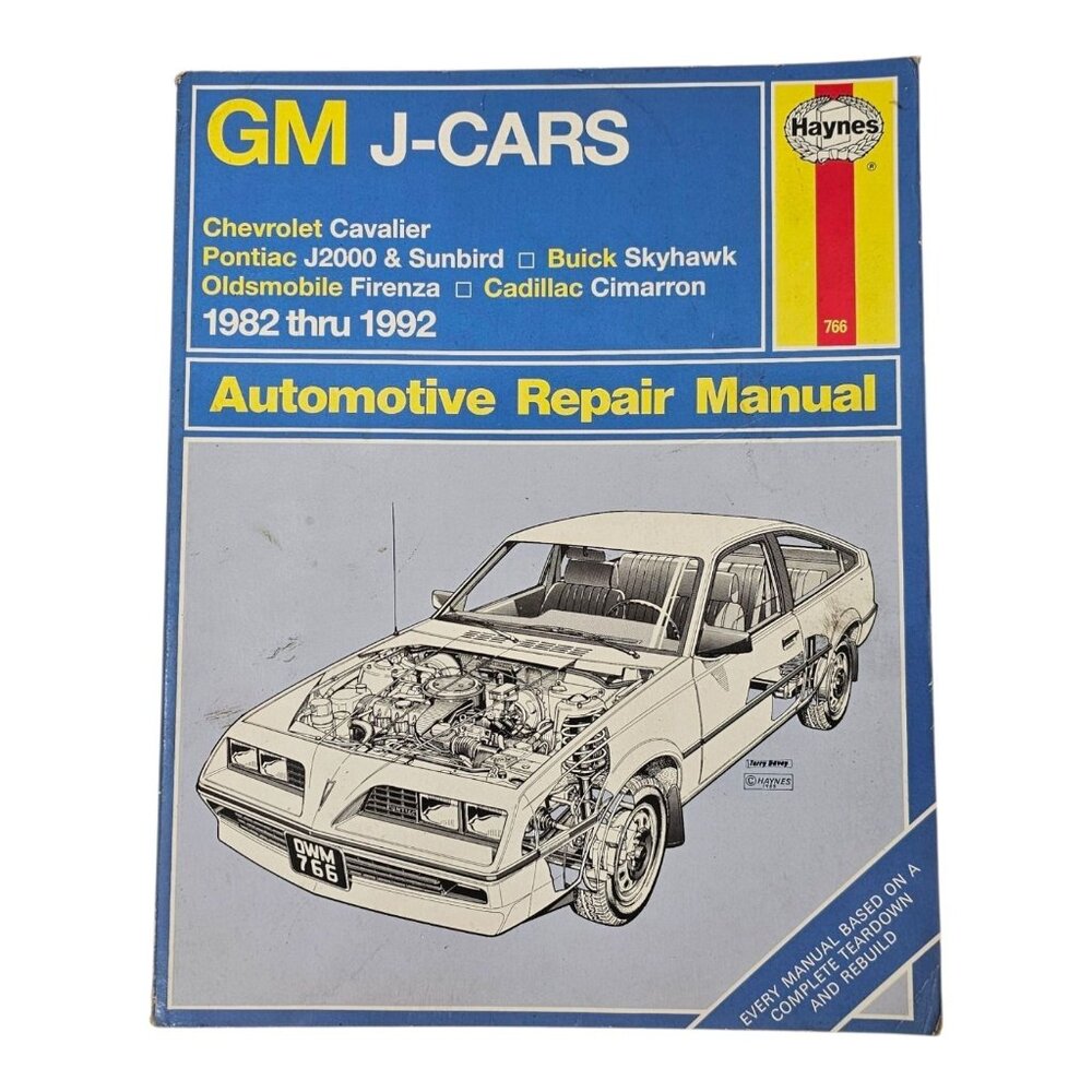 Haynes GM J-Cars Cavalier J2000 Sunbird Skyhawk Firenza 1982 - 92 Repair Manual